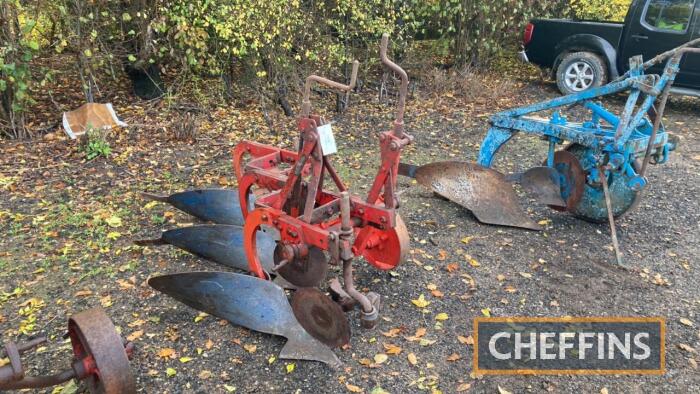 David Brown 3furrow plough with depth wheel