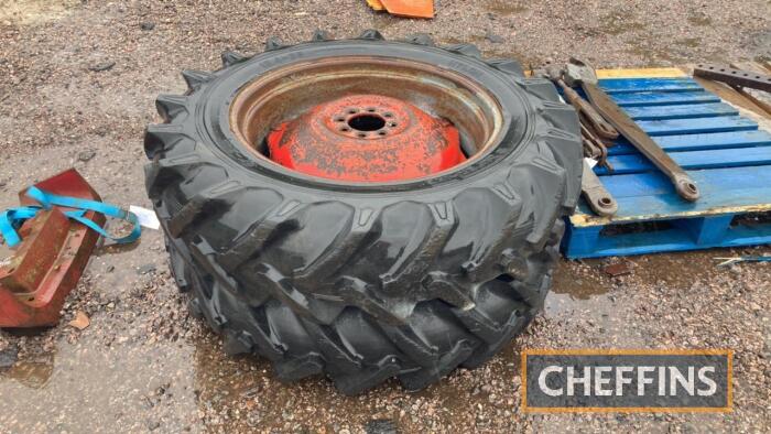 Pr. 12.4x28 wheels and tyres, ex-Massey Ferguson 135