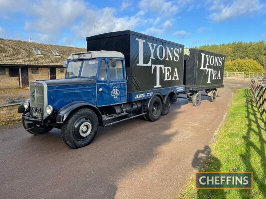 1936 AEC Mammoth Major MkII 5cylinder diesel LORRY with trailer Reg. No. CXF 20 This running and driving lorry and trailer combination is branded in Lyons' Tea livery. It has a Gardner 5cyclinder diesel engine. The vendor describes this impressive truck