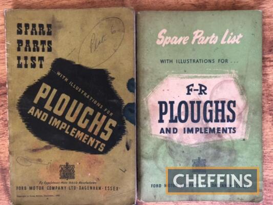 2no. Ford FR ploughs and implements spare parts manuals