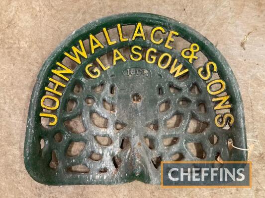 John Wallace & Sons, Glasgow (18CR), a cast iron seat