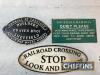 Darnall, Southern Railway and Railroad Crossing, 3 reproduction cast iron signs