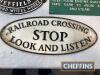 Darnall, Southern Railway and Railroad Crossing, 3 reproduction cast iron signs - 4