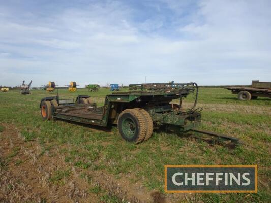 Low loader single axle trailer, fitted with 5th wheel on 10.00-20 wheels and tyres, together with ramps