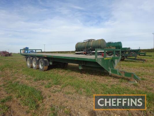 Hancock triple axle flatbed trailer on 385/65R22.5 wheels and tyres