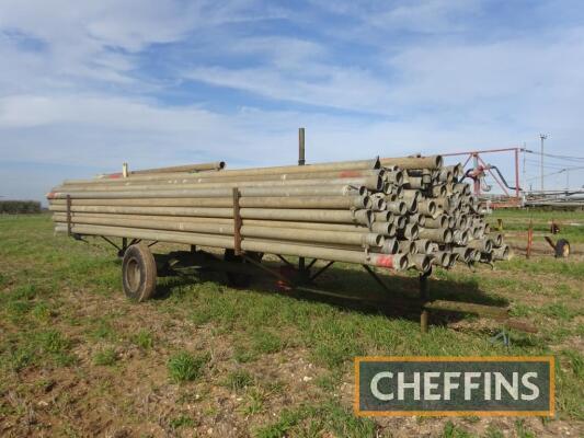 c.110no. 5ins x 8.5mm irrigation pipes on single axle pipe trailer