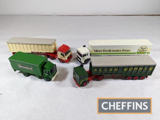 4no. Scale model lorries, some hand finished to include, Heineken Ford Cargo, Sun Valley ERF and Foden tipper (ASAM Kits)