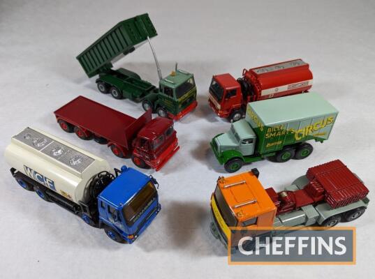 6no. white metal kit-built scale model lorries to include, WCF Scammell tanker, Routeman, Smith & Sons Foden, EDF Renault Magnum, Billy Smart's Circus and Texaco Overt Locke Leyland tanker (ASAM Kits)