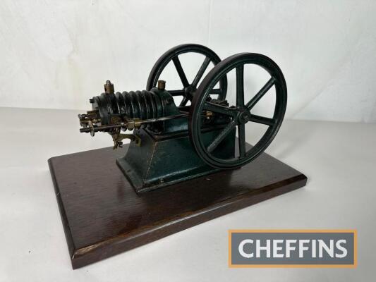 British Modelling & Electrical Co. `Leek` twin flywheel gas engine, c.1900, stated to be in good original condition with side-shaft valve gear and gas valves Flywheel diameter c7ins