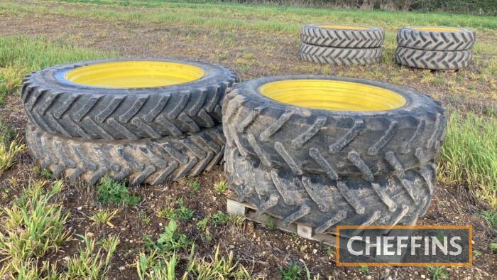 4no. pr. Trelleborg TM150 380/105R50 rear and pr. Trelleborg TM600 380/80R38 front wheels and tyres with John Deere centre