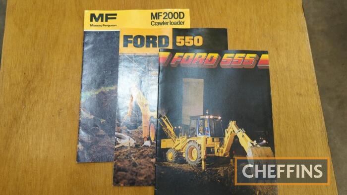 Sales leaflets for Ford 555, Ford 550 and Massey Ferguson 200 diggers