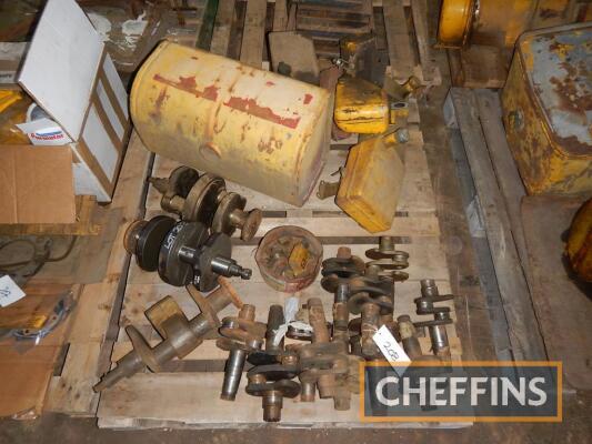 Assorted donkey engine crankshafts and fuel tank