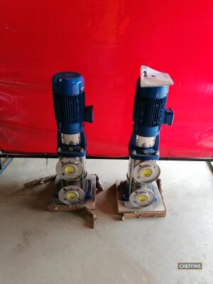 2no. Lowara Vertical Pumps E-SV series, 415v motor drives, information booklet included