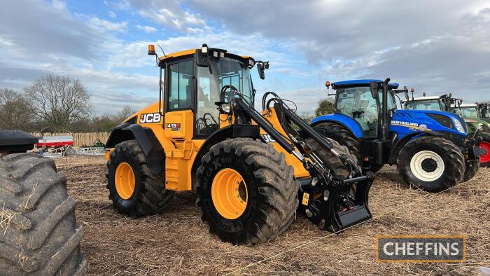 2021 JCB 419S 4wd LOADING SHOVEL Fitted with Contractor Pack, autolube and reversing camera on 750/65R26 wheels and tyres. Fully dealer serviced. Owned from new. Reg. No. PE21 HLH Serial No. JCB4A4AALM2741589 Hours: 1,538 FDR: 28/05/2021