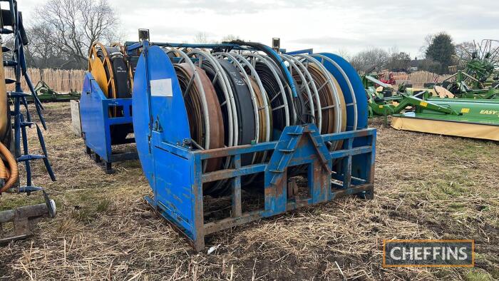 Spreadwise A-frame mounted 6bobbin pipe reeler to include 828m 4ins pipe and various fittings