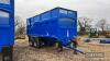 2020 Bailey 18tonne tandem axle steel monocoque trailer with silage sides, rear steer axle, sprung drawbar and axles, rollover sheet, air and hydraulic brakes, hydraulic tailgate, rear push bar and drawbar on 600/55R26.5 wheels and tyres Serial No. 20362