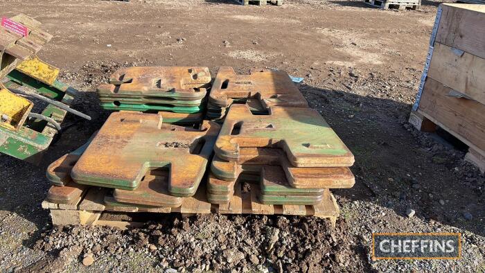 Set Of John Deere 50kg Front Weights Spares Incl Wheels And Tyres To Be Held At The Machinery 1200