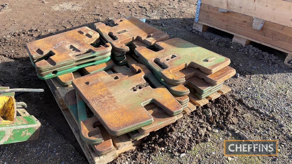 Set Of John Deere 50kg Front Weights Spares Incl Wheels And Tyres To Be Held At The Machinery 9253