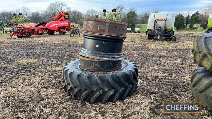 1no. 650/65R42 Firestone wheel and tyre t/w 2no. Stocks 42ins dual wheel rims