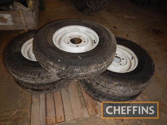 5no. Land Rover 7.50R16 wheels and tyres, unused