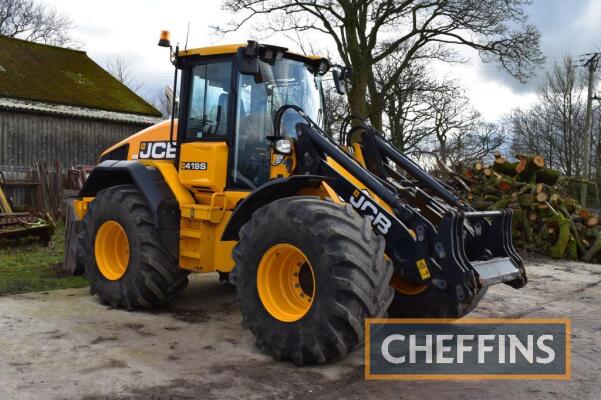 *Warranty Expired* 2019 JCB 419S 50kph 4wd LOADING SHOVEL Fitted with JCB headstock, Contractor Pack and LED lights on Michelin MegaXBib 750/65R26 wheels and tyres. On farm from new c/w key Reg. No. PN20 YTA Serial No. JCB4A4AFTK2889238 Hours: 1,749 F