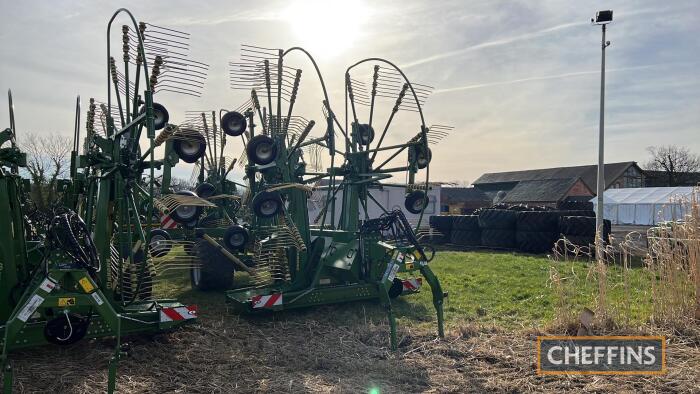 2021 Krone Swadro TC1400 trailed hydraulic folding 4rotor rake with Power Beyond hydraulic fittings, ISOBUS cable and hydraulic brakes on Vredestein 620/40R22.5 wheels and tyres Serial No. WMKKS402C01041405