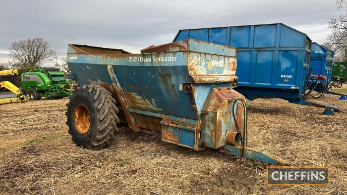 West 2000 Dual Spreader trailed single axle muck spreader (for spares or repair)