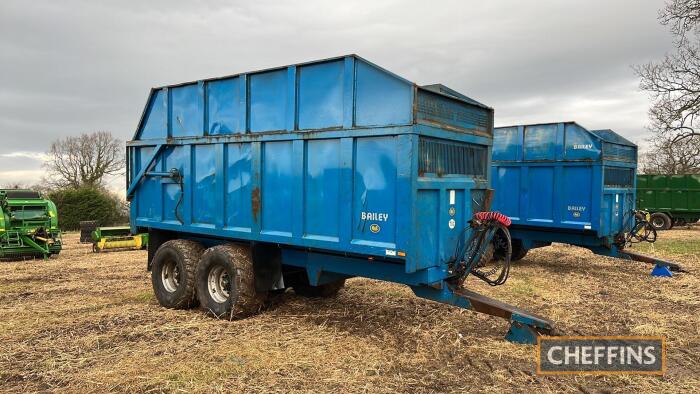 2008 Bailey 14tonne tandem axle steel monocoque trailer with hydraulic tailgate, air and hydraulic brakes, sprung drawbar and axles and push bar on 560/60R22.5 wheels and tyres Serial No. 7381