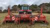 Simon Cultirateau triple bed hydraulic folding bed maker. PTO driven, Front wheel eradicator ridgers, 3 x individual bed cultivators fitted with straight veg bed blades and rear spiked rotors, intake discs on outside units, hydraulic independent height co