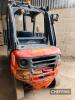 Linde H20 industrial forklift diesel engine with side shift and roll frame cab. 23x9-10 solid front wheels, 6.50-10 solid rears. Hours 9234, Serial No. H2X392R02089 Year 2004. Location Near Didcote, Oxfordshire - 6