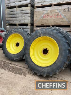 John Deere row crop wheels, Michelin agribib 480/80 R42 rears. NB Removed from JD 6930 Location near Taunton.