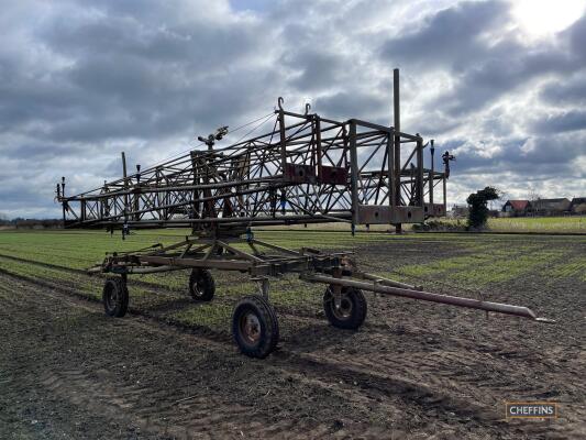 Briggs R50 05 irrigation boom, 72mtr width, end guns and centre gun. Will suit 90 or 110 pipe, adapters included. Serial No 113 3 96. Location near Ely.