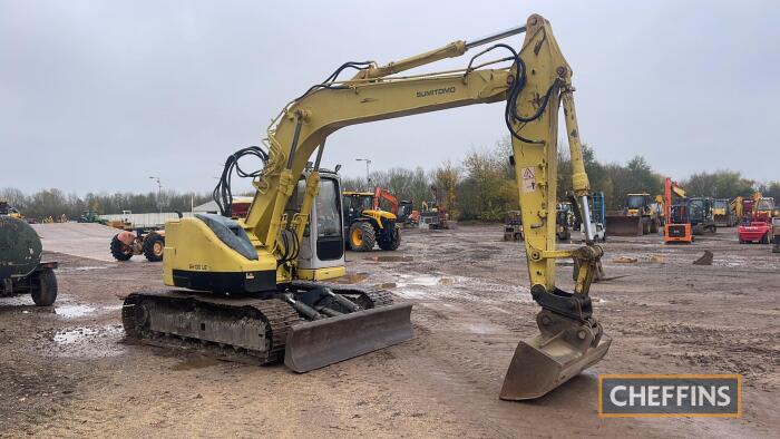 Sumitomo SH130 Excavator c/w 3no. buckets, hammer line, dozer blade Ser. No. 135U2-1424