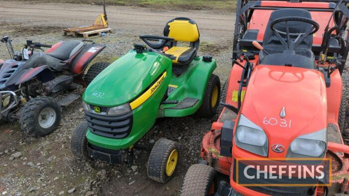 John Deere X320 Ride on Mower c/w paperwork in office Ser. No. MOX320B085850 UNRESERVED LOT