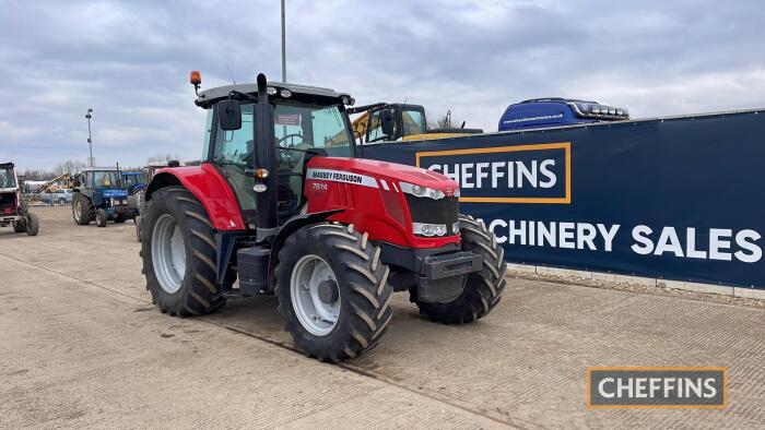 Massey Ferguson 7614 Tractor c/w 3 spool valves, Michelin 600/65/38 & 480/65/28 tyres Hours: approx 2000 Reg. No. PX14 CWR Ser. No. E100019 CAT N INSURANCE LOSS