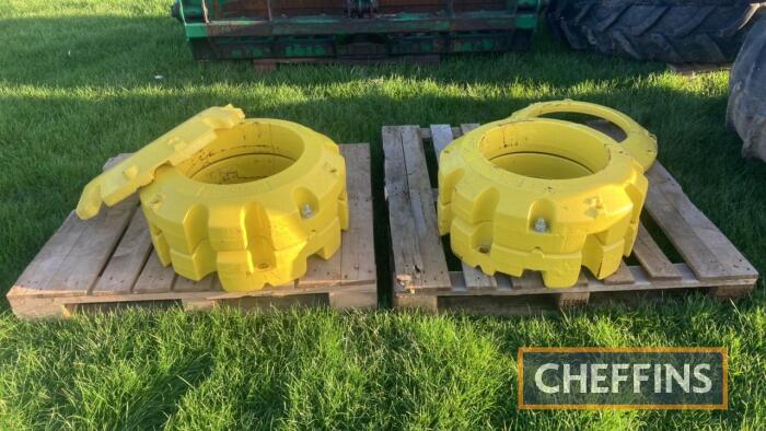 2no. John Deere 205kg wheel weights t/w 2no. 72kg wheel weights