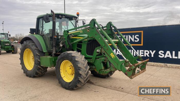 John Deere 6830 Tractor c/w JD 653 loader, TLS, Power Quad Reg. No. WA59 CXV Ser. No. LO6830G616983