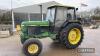 John Deere 2650 2wd Tractor c/w MC1 cab, 8 speed floor change, 16.9 R34 & 10.00x16, registration documents in office Reg. No. D670 NYD Ser. No. LO2650G608548 - 16