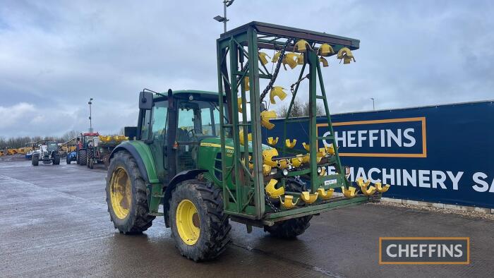 2011 John Deere 6130 Tractor c/w veg wrap round, creeper gear, registration documents to be supplied by the vendor Reg. No. FX11 EOR Ser. No. 1LO6130XTBC670134