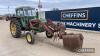 John Deere 2130 2wd Tractor c/w Quicke loader , Duncan cab, bale spike and other attachments, registration documents in office Reg. No. MPV 178P