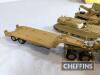 Qty desert colours kit-built model military vehicles including Scammel trucks, Challenger tank with transporter and crane. Some damage to mirrors and side markers etc. c. 1:48 scale - 4