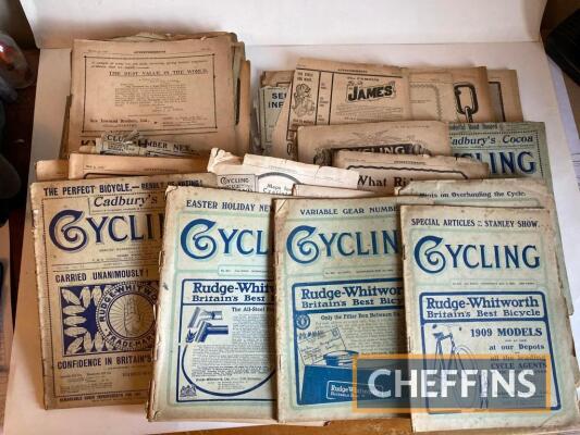 Cycling magazine 1900-1908 various issues, loose pages and some missing covers