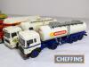 6no. model kit-built articulated tanker trucks and lorries including ERF Texaco and McVitie's, Scammell etc. Believed to be ASAM models. Some damage to paintwork and detail parts such as wing mirrors etc. c. 1:48 scale - 5