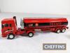 6no. model kit-built articulated tanker trucks and lorries including ERF Texaco and McVitie's, Scammell etc. Believed to be ASAM models. Some damage to paintwork and detail parts such as wing mirrors etc. c. 1:48 scale - 9