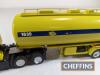 6no. model kit-built articulated tanker trucks and lorries including ERF Texaco and McVitie's, Scammell etc. Believed to be ASAM models. Some damage to paintwork and detail parts such as wing mirrors etc. c. 1:48 scale - 11