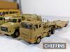 6no. kit-built model military vehicles to include Scammell 26 missile launcher, wrecker, Mountaineer low loader, fuel trucks, Unipower low loader. Believed to be ASAM models. Some damage to wing mirrors and exhausts etc. c. 1:48 scale - 4