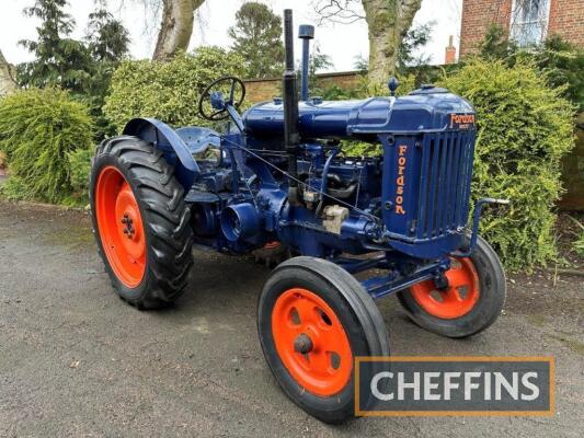 FORDSON E27N 4cylinder petrol/paraffin TRACTOR Serial No. STD77/1163725 Fitted with rear linkage, swinging drawbar and side belt pulley. Supplied by F.H Sims & Sons, Birmingham