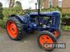 FORDSON E27N 4cylinder petrol/paraffin TRACTOR Serial No. STD77/1163725 Fitted with rear linkage, swinging drawbar and side belt pulley. Supplied by F.H Sims & Sons, Birmingham - 6