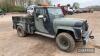 1984 3250cc diesel Jeep CJ10-A-S/C20622 Pick Up Reg. No. A772 WEV Chassis No. 3VOTA24ZZ6M000634 Engine No. SD33-147774 Documented as being first UK registered in 2009 this LHD Jeep is finished in cammo' with US Army stencilling to the bonnet. A towing bea