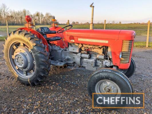 1958 MASSEY FERGUSON 65 diesel TRACTOR Reg. No. WWU 735 Serial No. SNY502866 Presenting in good useable order. This 65 starts readily and drives well. It appears to have received some mechanical restoration whilst keeping the tinwork looking original.